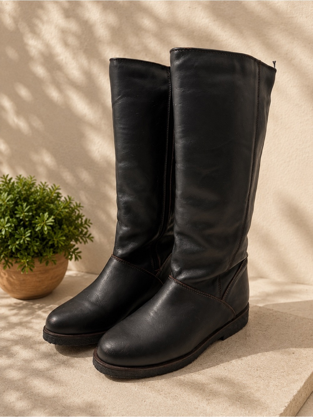 Sorel Black  Leather slight Over-the-Knee Riding Boots Kaufman Canada 6M